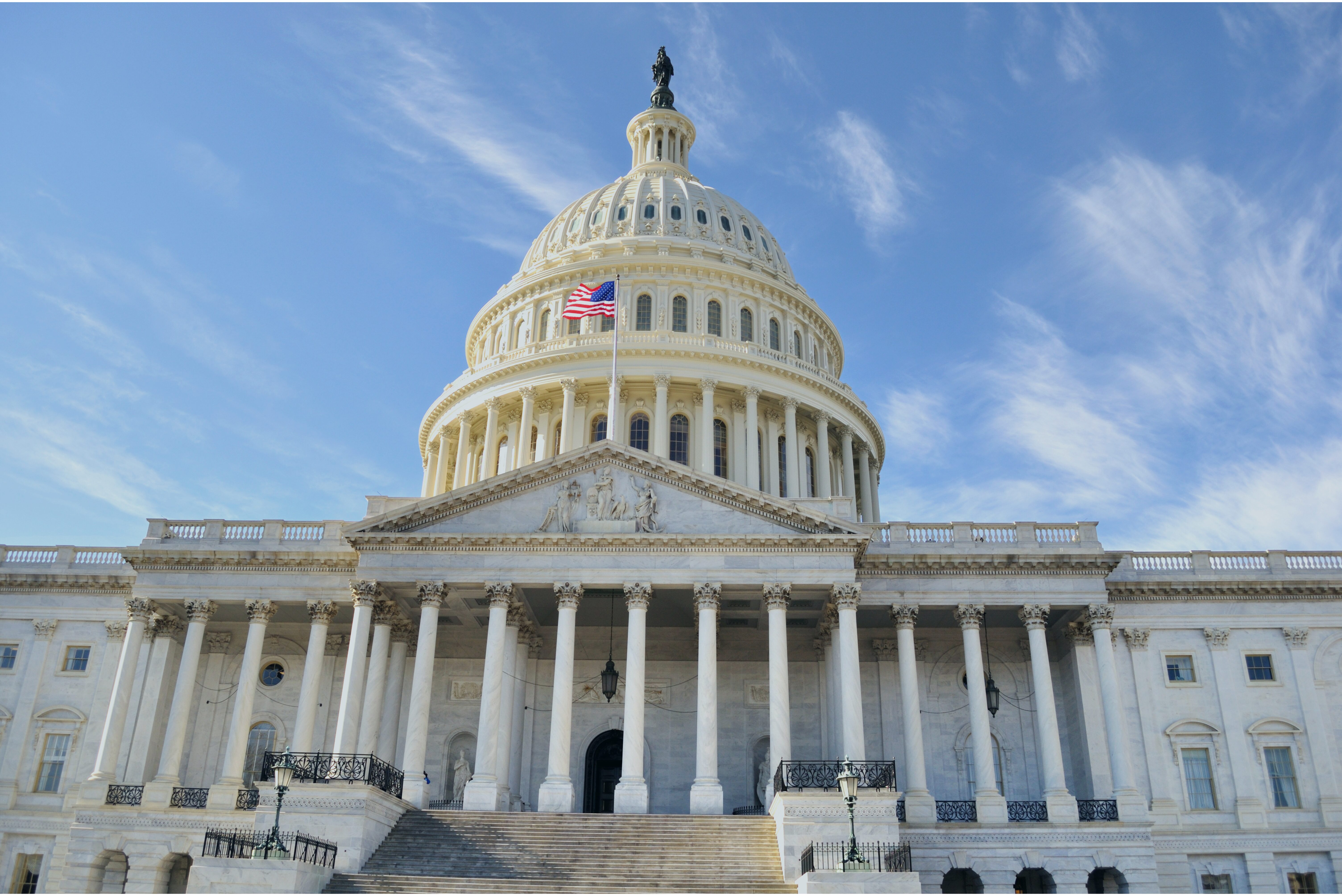 Color photo of the outside of the U.S. capitol.