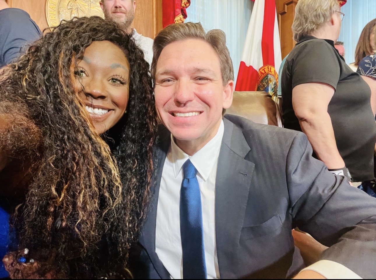 Tiffany Orner and Ron DeSantis at a bill signing.