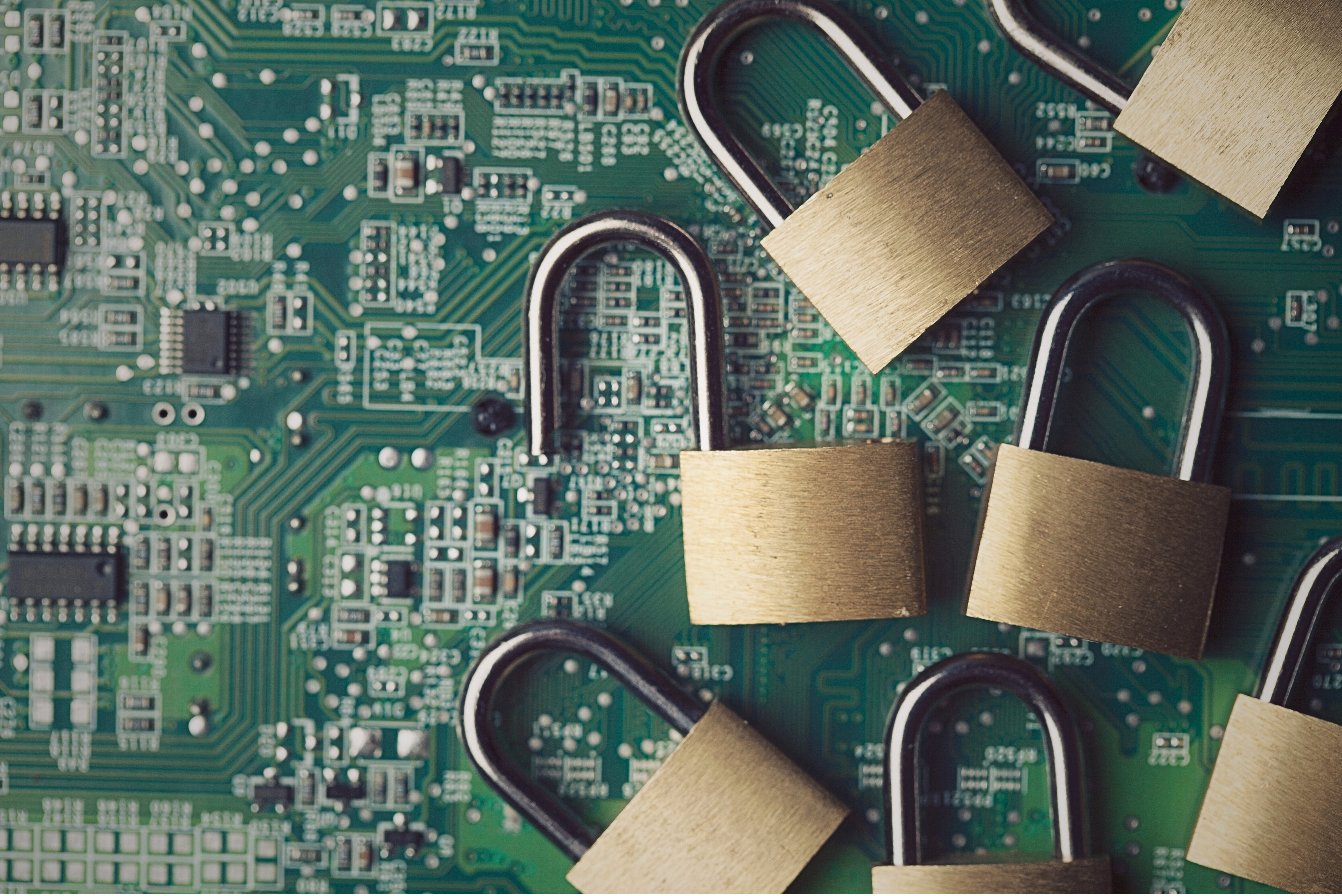 Locks on top of a circuit board.