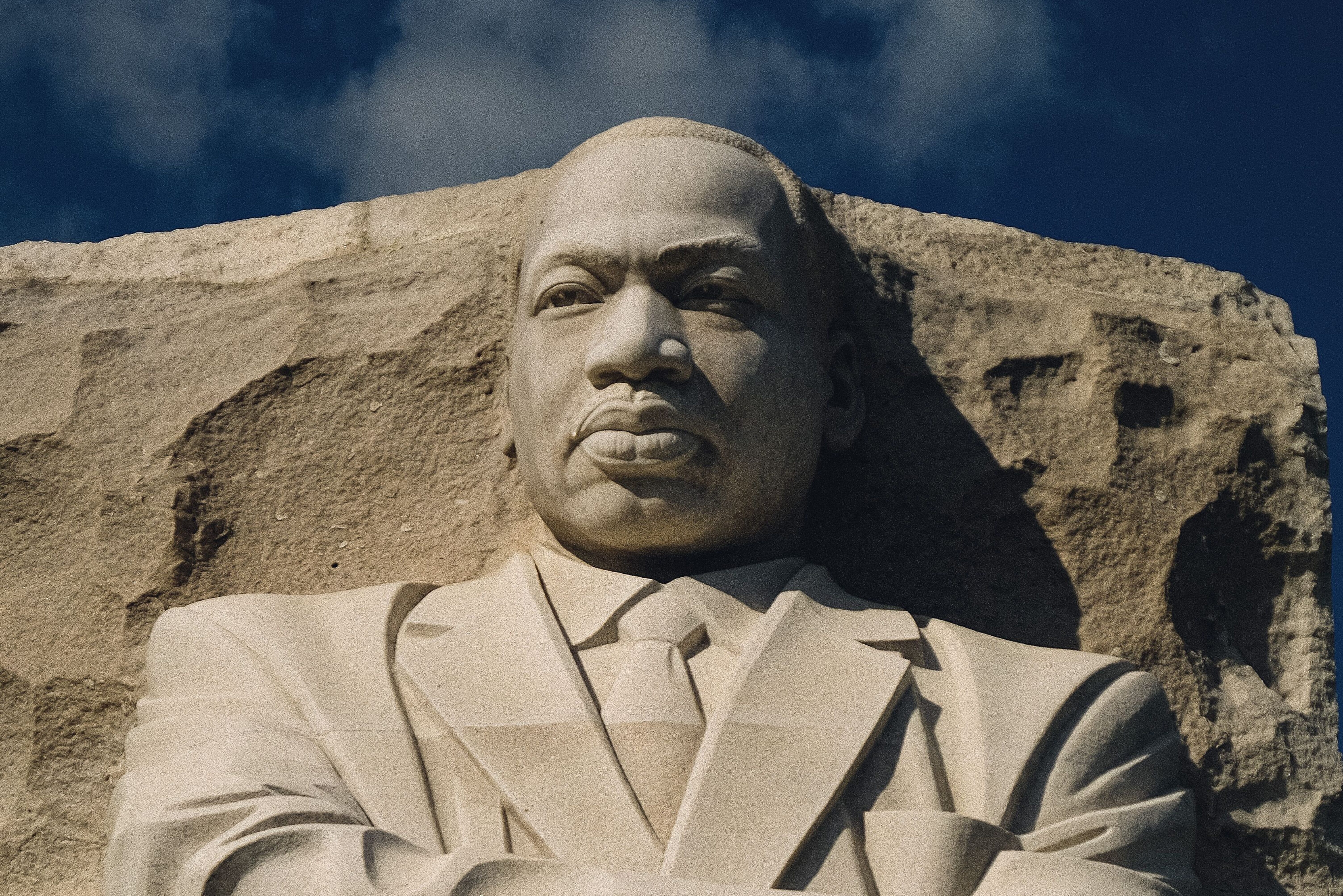 A vertical shot of the Martin Luther King Jr. memorial in West Potomac Park in Washington, USA